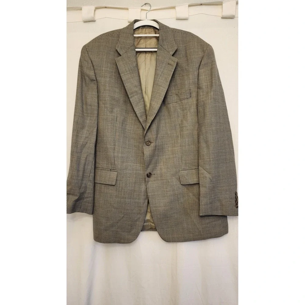 Ralph Lauren Blazer Mens 44R Brown Houndstooth Wool‎ Sport Coat Jacket Check